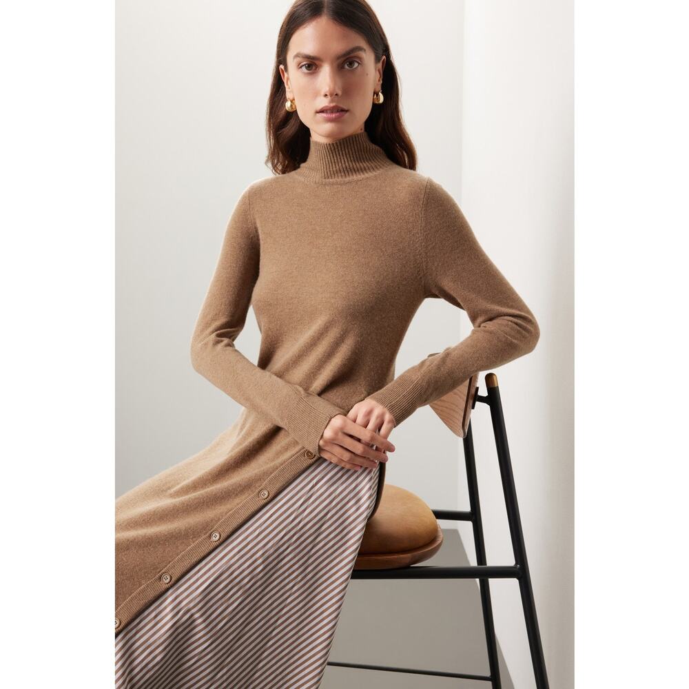NAADAM Asymmetrical Turtleneck Dress - Size Medium